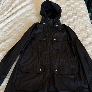 Stylish Black Hooded Raincoat
